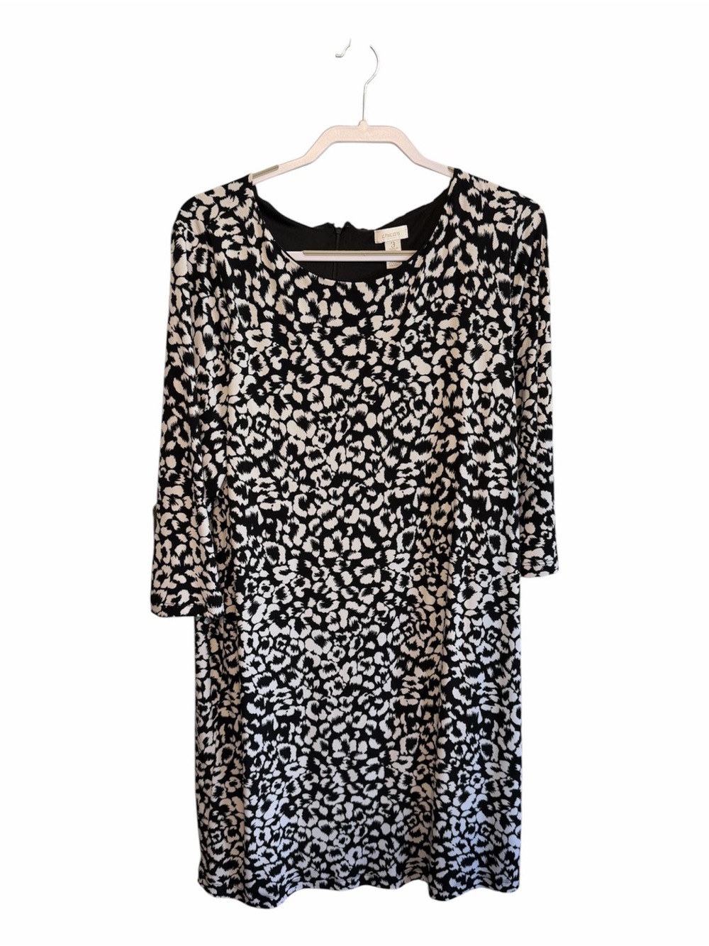 Chicos Black and White Animal Print Shift Dress